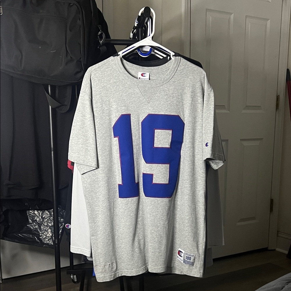 Champion Heather Gray Tee with Bold Blue 19